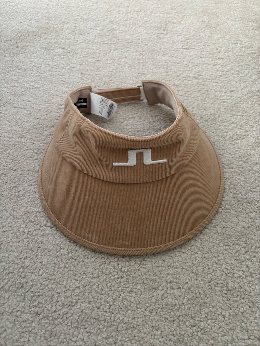 J.Lindeberg Beige Corduroy wide Visor Hat Adjustable